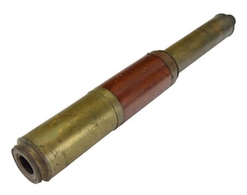 Antique Mahogany & Brass Single Draw Telescope