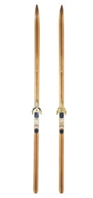 Pair Vintage Landsem Hickory Cross Country Skis