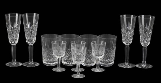 4 Each Waterford Champagne Flute, Water & Appertif