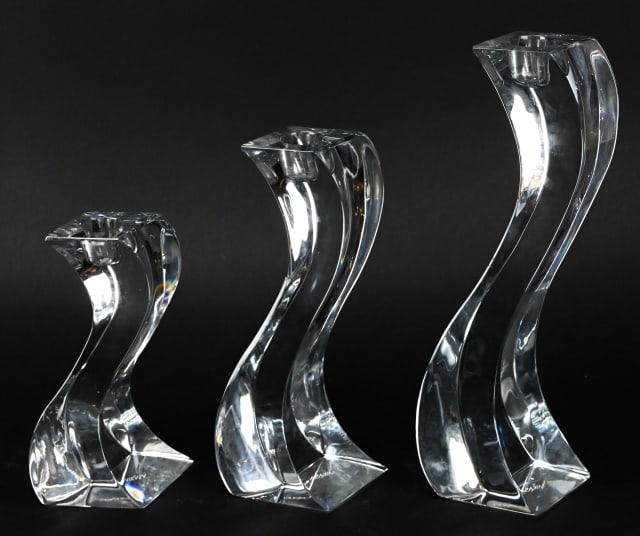 3 Mikasa Clear Glass Serpentine Candlestick Holder (1 of 9)