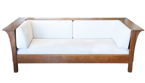 Stickley Mission Oak Sofa with Ivory Cushion