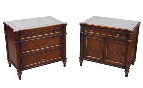 Traditional 3 Drawer Nightstands w Brass Hardware