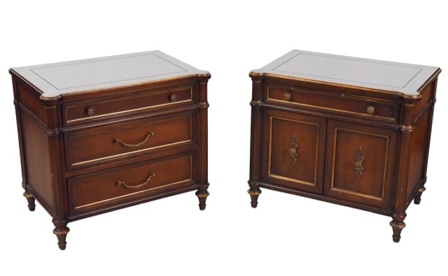 Traditional 3 Drawer Nightstands w Brass Hardware (1 of 11)
