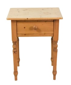 Farmhouse Style Pine Side Table with Drawer