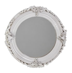Decorative White Round Ceramic Glaze Wall Mirror