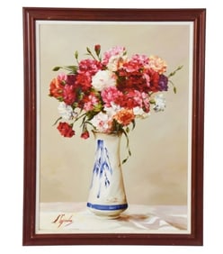 Silvia Tejada Signed Floral Oil on Canvas Painting