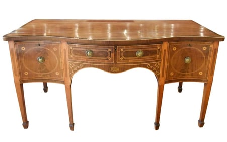 Antique Federal Style Inlaid Serpentine Sideboard