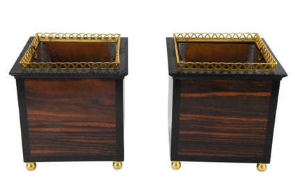 2 Georgian Planters Brass Fittings Copper Inserts