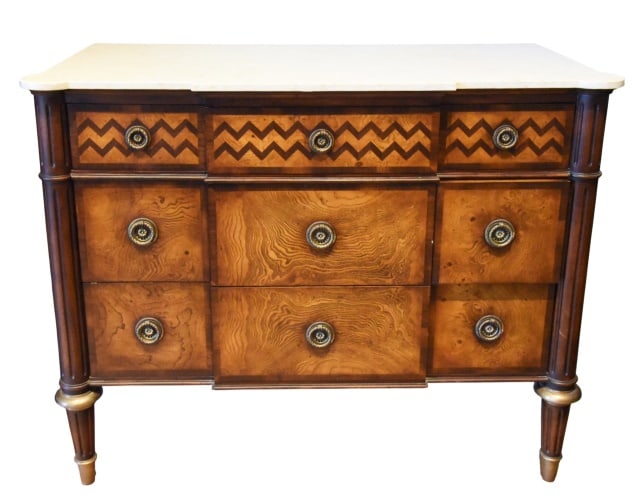 Louis XVI Style Marble Top Commode: Louis XVI Style Marble Top Commode by Safavieh.Measures 37 inches x 46 inches x 21 inches