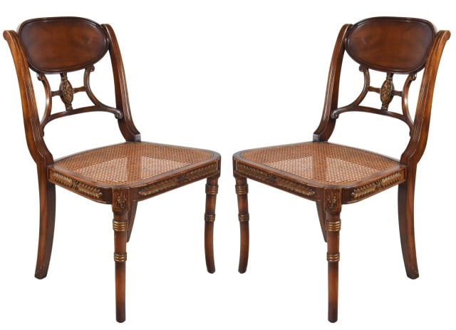 Regency Style Hand Carved Cane Seat Side Chairs (1 of 16)