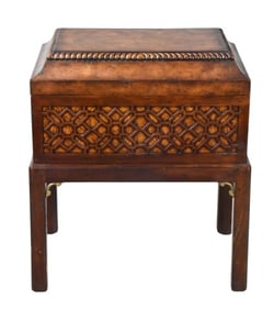 Theodore Alexander Burl Wood Chest on A Stand