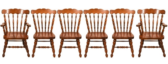 6 Rustic Windsor Style Lodge Dining Chairs
