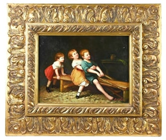 R. Wilson Signed Oil Painting Folk Art Style