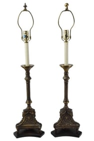 Pair Frederick Cooper Brass Neo Classical Lamps