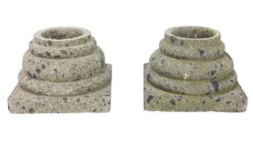 Pair Antique Cast Stone Column Bases