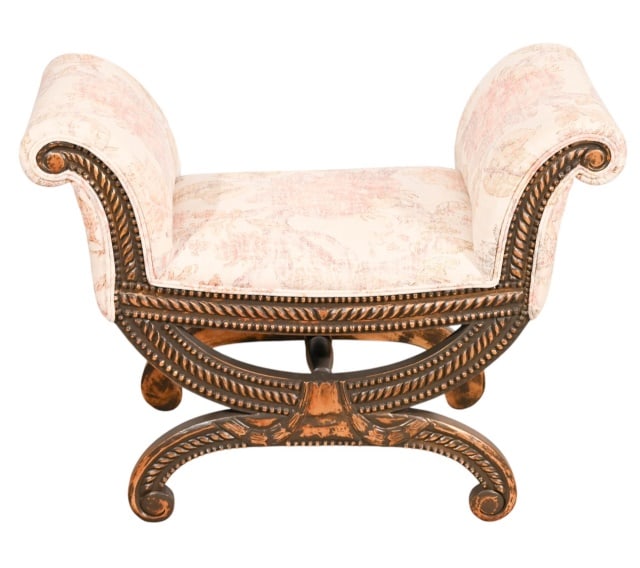 Napoleonic Style Carved Gilt Upholstered X Stool (1 of 12)