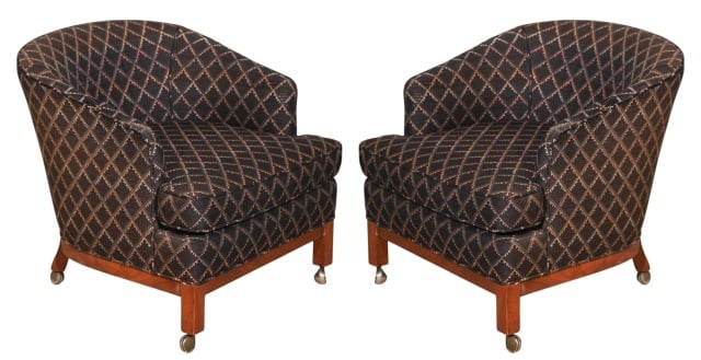 2 Custom Upholstered Diamond Pattern Club Chairs (1 of 15)