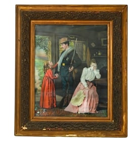 Antique Engraving Titled a Heartbreaking Parting