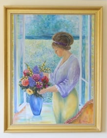 Jeanne F. Schwabe Signed Oil Portrait of Woman