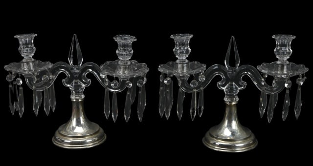 Antique Hawkes Sterling Silver Crystal Candelabras (1 of 16)
