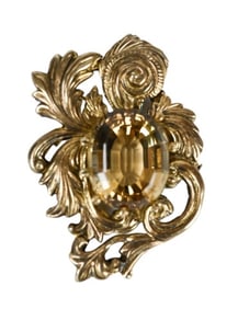 Art Nouveau Large Brooch w Large Tourmaline Stone