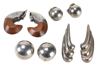Assortment Vintage Sterling Silver Clip Earrings