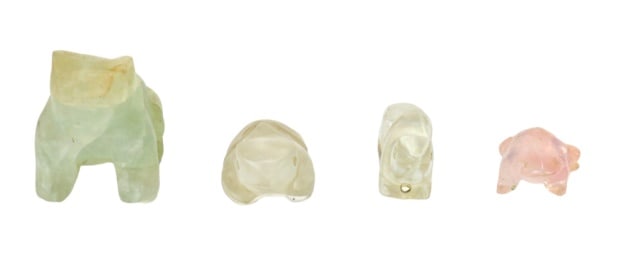 4 Antique Chinese Carved Rock Crystal Frog Statues