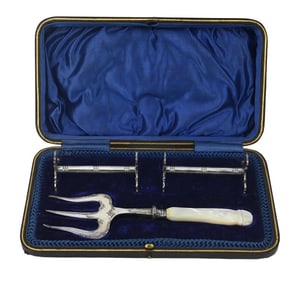 Antique Sterling & MOP Fish Fork & 2 Knife Rests