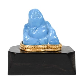 Blue Howlite Crystal Carved Buddha on Stand