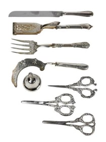 Antique Serving Utensils w Sterling Silver Handles