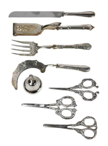 Antique Serving Utensils w Sterling Silver Handles (1 of 9)