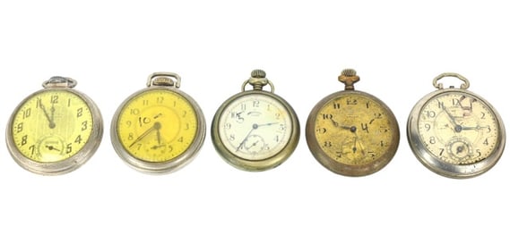 Collection 5 Vintage Pocket Watches