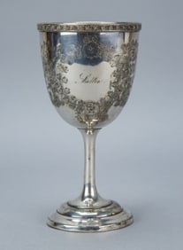 Antique Silver Plated Chalice Monogram Goblet
