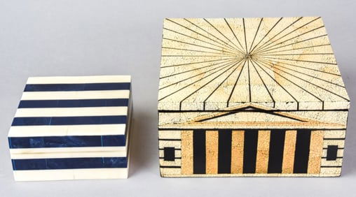 2 Faux Bone Decorative Boxes