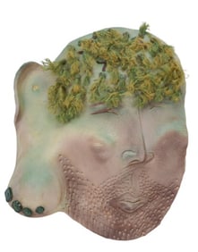 Large Mid C Art Pottery Mixed Media Mask