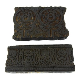 Pair Antique Hand Carved Wall Paper Presses