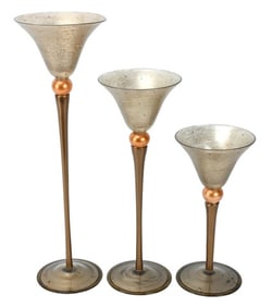 Set of 3 Signed Gali Votive Candlesticks