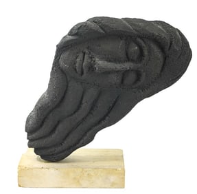 Mid C Ceramic Sculpture Woman w Marble Mount