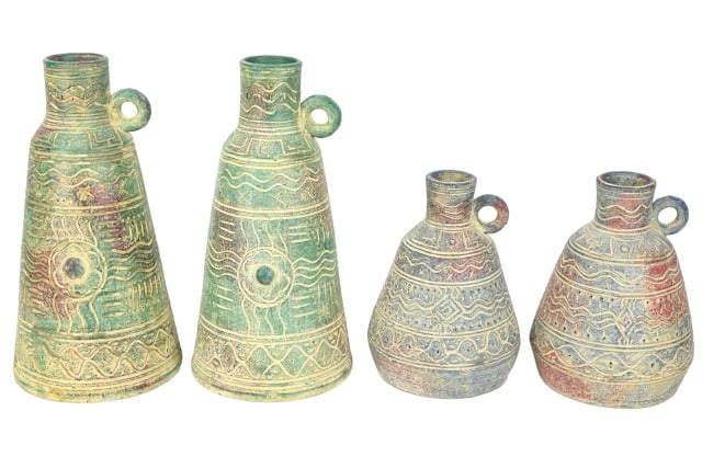 2 Pair Matching Thai Style Art Pottery Vases (1 of 16)