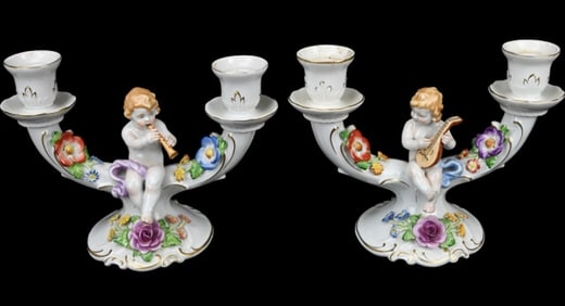 Schierholz Porcelain Capodimonte Style Candelabras