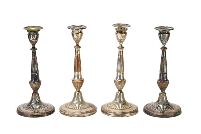 4 Antique Silver Plate Column Form Candlesticks (1 of 15)