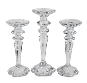 3 Vintage Shannon Crystal Scalloped Candle Sticks