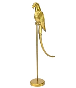 Cast Brass Parrot on Stand