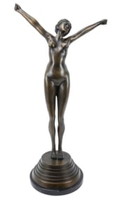 After Collet Bronze Art Deco Nude Statue