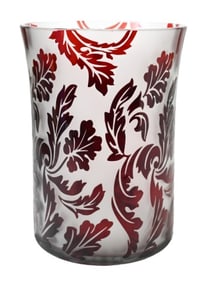 Frosted Glass to Red Large Hurricane Vase