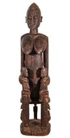 Large African Female Hand Carved Fertility Statue