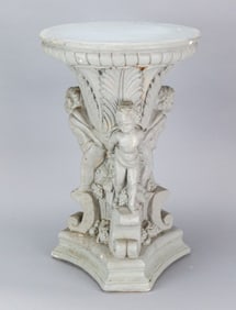 Cast Plaster Neo Classical Style Cherub Pedestal