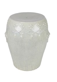 Crackleware Ceramic Ivory Tone Chinoisserie Stool