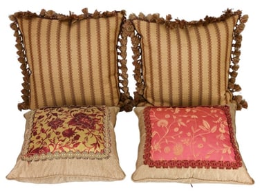 4 Custom Made Down Filled Red Theme Throw Pillows