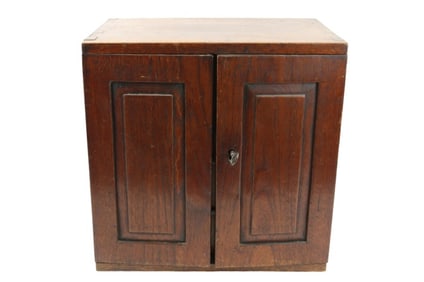 Antique Hand Carved Desk Top Cabinet w Drawers